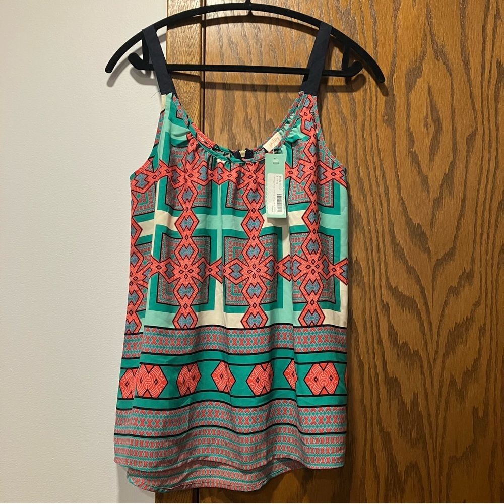 Stitch Fix Pixley Misty Scarf Print Ribbon Strap Blouse L NWT